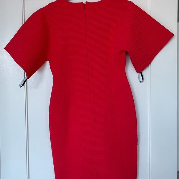 Herve Leger Paris Contour Corset Ribbed Knit Mini T-Shirt Body-con Dress in Red - Picture 6 of 7